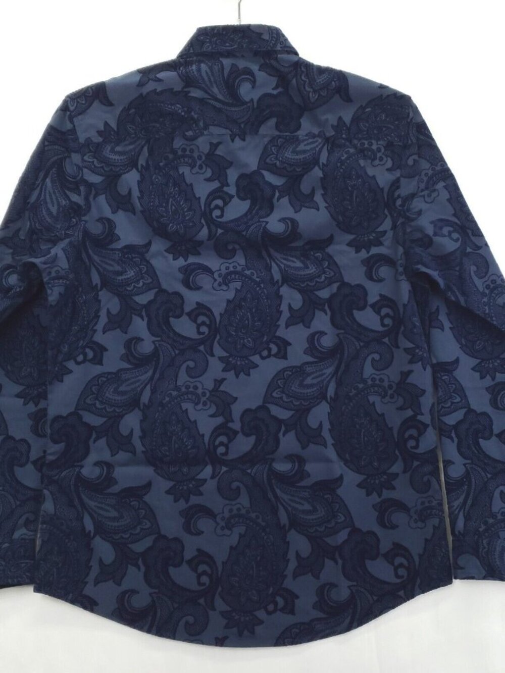 INC International Concepts Shirt Mens S Blue Raised Velvet Velour Paisley Design - Picture 2 of 12